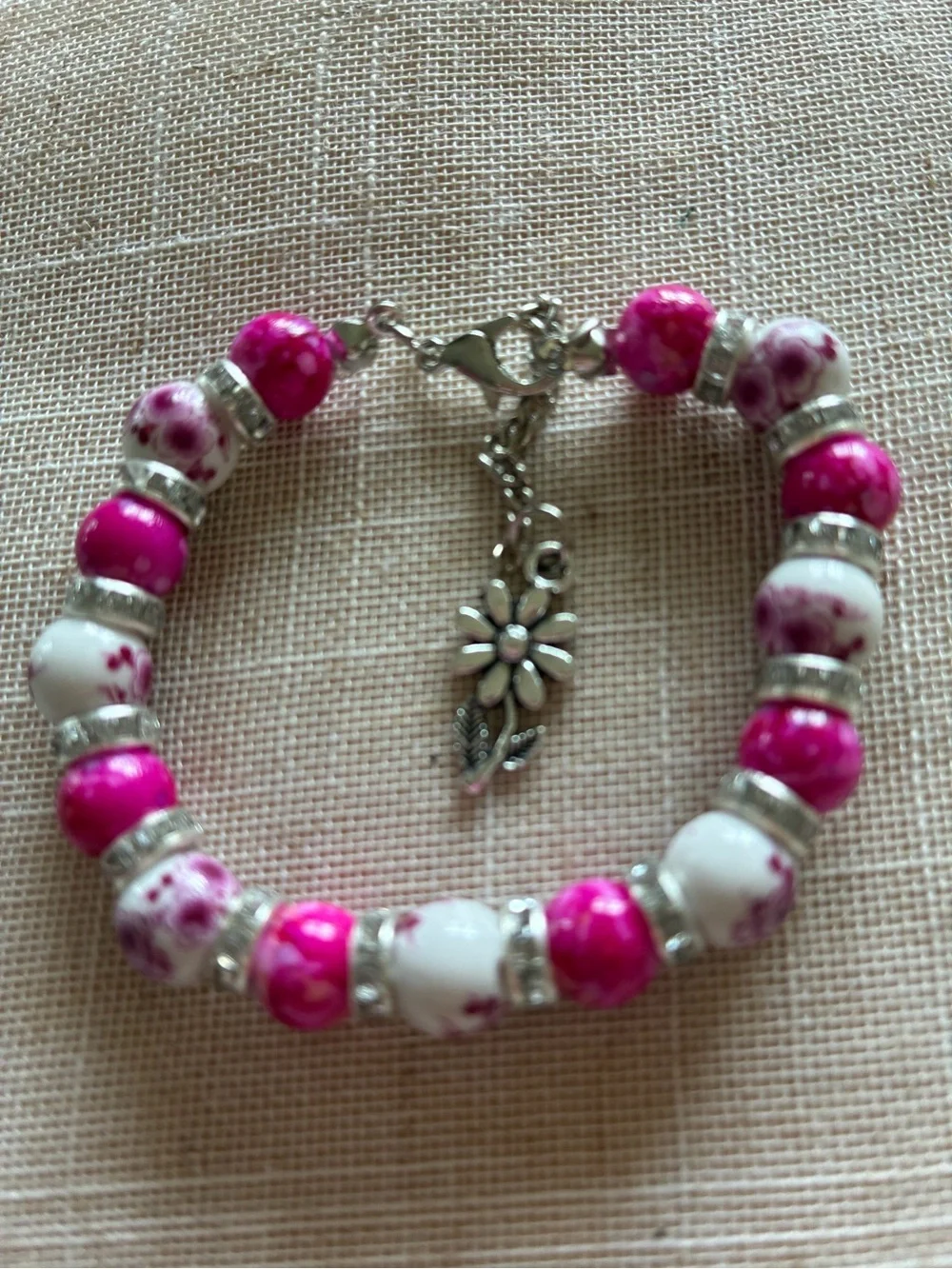 Handcrafted Women’s porcelain Beaded Bracelet Trio – Blue, Pink, Blue